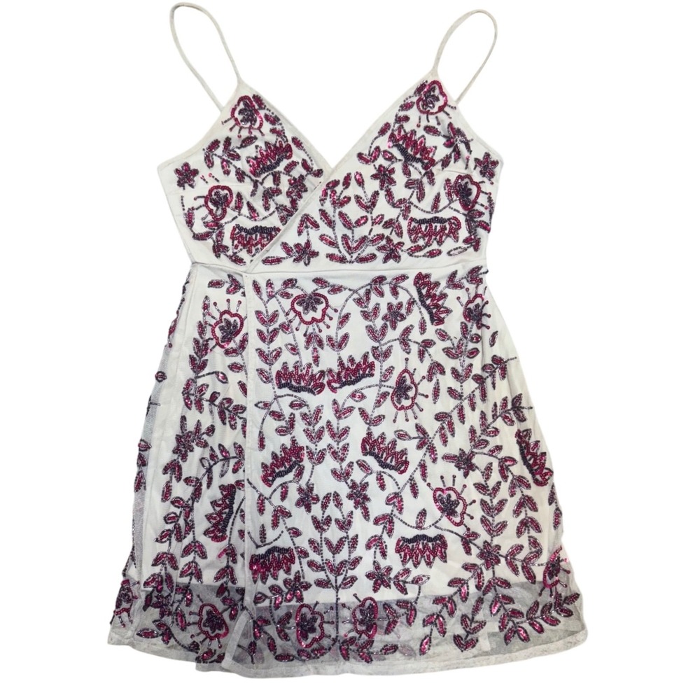 RAGA XS Slip Dress Sleeveless Floral Beaded‎ Mini Cocktail Party